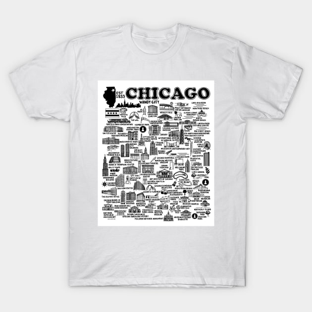 Chicago Map T-Shirt by fiberandgloss